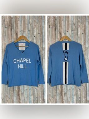 Pink Pineapple XS Chapel Hill UNC Intarsia Knit Pullover Sweater Top Tar Heels